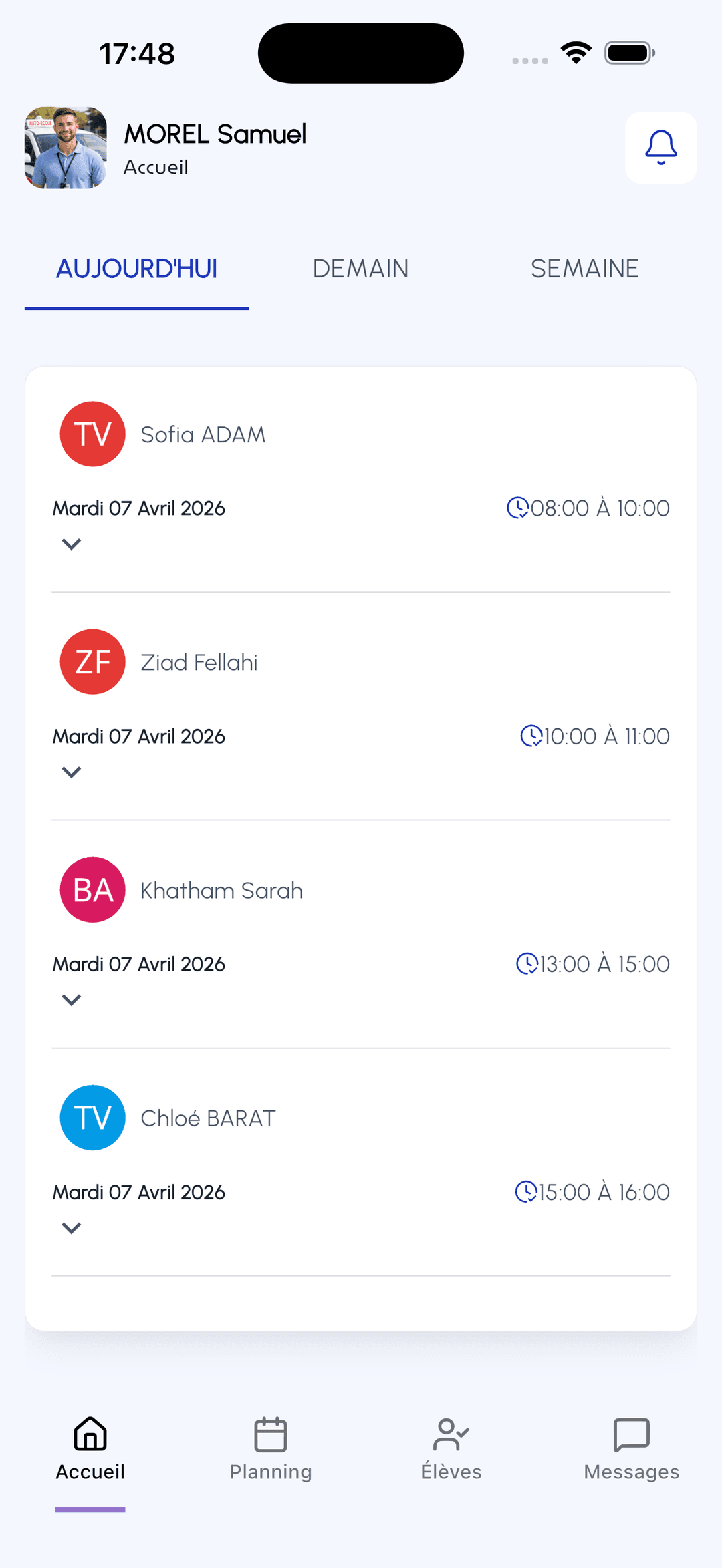 Aperçu de l'application moniteur